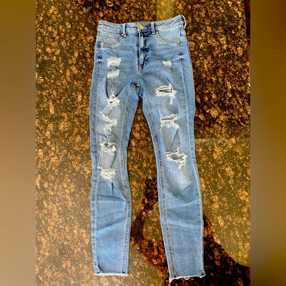 Washed ripped denim